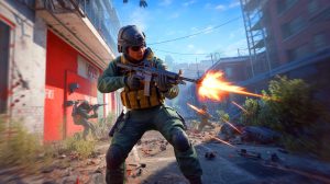 Illustration of Battlefield 6's intense combat scenario on a smaller beta map.