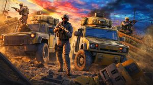 Illustration of Battlefield 6's new battle royale mode showcasing destructible environments and tactical squadplay.