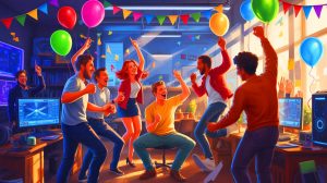 Illustration of Sucker Punch Productions Celebrating the Delay of Grand Theft Auto 6.