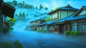 Illustration of a fogless scene in Silent Hill f showcasing the detailed 1960s Japan setting.