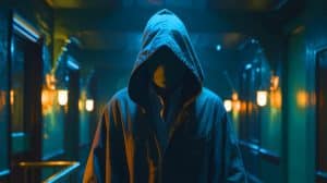 Illustration of the new hooded character in Resident Evil Requiem.